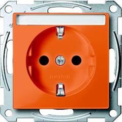 Gniazdo wtykowe SCHUKO z polem opisowym i przesłoną, b.śrub., pomarańcz., Sys M MTN2302-0302