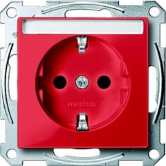 Gniazdo wtykowe SCHUKO z polem opisowym i przesłoną, b.śrub., rubinowy, Sys M MTN2302-0306