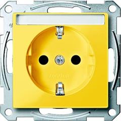Gniazdo wtykowe SCHUKO z polem opisowym i przesłoną, b.śrub., żółty, Sys M MTN2302-0307