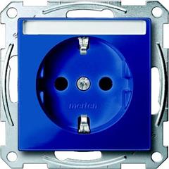 Gniazdo wtykowe SCHUKO z polem opisowym i przesłoną, b.śrub., niebieski, Sys M MTN2302-0378