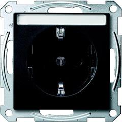 Gniazdo wtykowe SCHUKO z polem opisowym i przesłoną, b.śrub., antracyt, Sys M MTN2302-0414