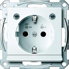 Gniazdo wtykowe SCHUKO, wyjście ośw. i LED, przesł., b.śrub., B.P, P, Sys M MTN2304-0319