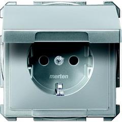 Gniazdo wtykowe SCHUKO z klapką, z przesłoną, b.śrub., alu, Artec/Antique MTN2310-4060