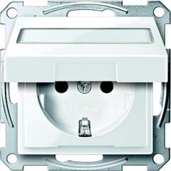 Gniazdo wtykowe SCHUKO z klapką, p.opis. przesł., b.śrub., B.P, P, Sys M MTN2312-0319