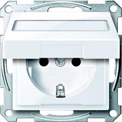 Gniazdo wtykowe SCHUKO z klapką, p.opis. przesł., b.śrub., B.A, P, Sys M MTN2312-0325