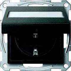 Gniazdo wtykowe SCHUKO z klapką, p.opis. przesł., b.śrub., antracyt, Sys M MTN2312-0414