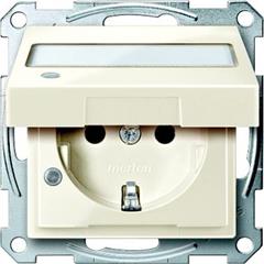 Gniazdo SCHUKO z klapką, p.opis., sygn. zał. przesł., b.śrub., B, P, Sys M MTN2313-0344