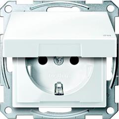 Gniazdo wtykowe SCHUKO z klapką i przesłoną, IP44, b.śrub., B.P, P, Sys M MTN2314-0319