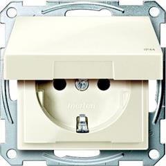 Gniazdo wtykowe SCHUKO z klapką i przesłoną, IP44, b.śrub., B, P, Sys M MTN2314-0344
