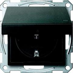 Gniazdo wtykowe SCHUKO z klapką i przesłoną, IP44, b.śrub., antracyt, Sys M MTN2314-0414