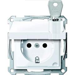 Gniazdo wtykowe SCHUKO z klapką przesł., blokady, b.śrub., B.A, P, Sys M MTN2315-0325