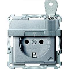 Gniazdo wtykowe SCHUKO z klapką i przesłoną, różne blokady, b.śrub., alu, Sys M MTN2315-0460
