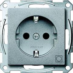 Gniazdo wtykowe SCHUKO z ozn. /suszarka/ i przesłoną, b.śrub., alu, Sys M MTN2351-0460