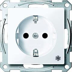 Gniazdo wtykowe SCHUKO z ozn./lodówka/ i przesłoną, b.śrub., B.A, P, Sys M MTN2354-0325