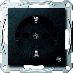 Gniazdo wtykowe SCHUKO z ozn./lodówka/ i przesłoną, b.śrub., antracyt, Sys M MTN2354-0414