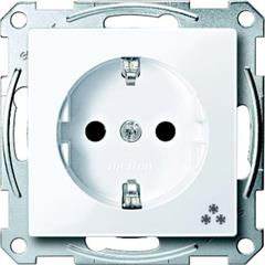 Gniazdo wtykowe SCHUKO z ozn. /zamrażarka/ i przesłoną, b.śrub., B.A, P, Sys M MTN2355-0325