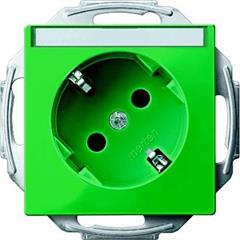 Gniazdo wtykowe SCHUKO 45° z polem opisowym i przesłoną, b.śrub., zielony, Sys M MTN2372-0304