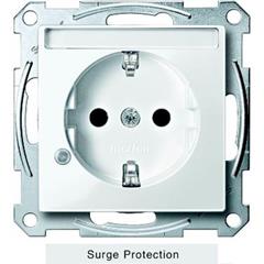 Gniazdo wtykowe SCHUKO z ogr. przepięć i p.opis., przesł. śrub., B.P, P, Sys M MTN2405-0319