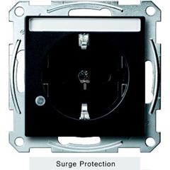 Gniazdo wtykowe SCHUKO z ogr. przepięć i p.opis., przesł. śrub., antracyt, Sys M MTN2405-0414