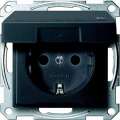 Gniazdo wtykowe SCHUKO z klapką, IP44, z przesłoną, śrub., antracyt, Sys M MTN2414-0414
