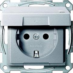 Gniazdo wtykowe SCHUKO z klapką, IP44, z przesłoną, zaciski śrub., alu, Sys M MTN2414-0460