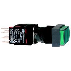 Przycisk kompletny zielony kwadr. wystający podśw. O16 z sam. powr. 1NO+1NC 12...24V XB6DE3B5B