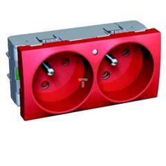 Altira Gniazdo podwójne z/u z lampką ROTOCLIP kodowane czerwone ALB45225