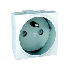 Unica, gniazdo poj. 2p+PE z przesł.biel p.specj MGU3.039.18