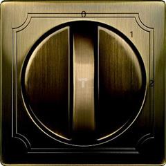 Płytka centralna trójpolowego łącznika obrotowego, mosiądz antyk, Artec/Antique MTN316943