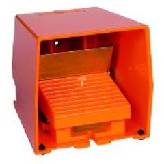 Łącznik nożny pojedynczy XPE-R, z osłoną, metalik, pomarańczowy- 1NZ+1NO XPER510