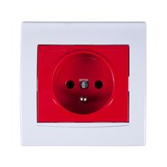 Anya Gniazdo pojedyncze z/u 16A IP20 czerwone z białą ramką AYA2800421