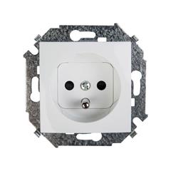 Simon 15 Gniazdo pojedyncze z/u 16A IP20 z przesłoną torów białe 1591418-030 WS15-1591418-030