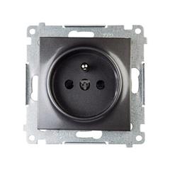 Simon 54 Gniazdo pojedyncze z/u 16A IP20 z przesłoną torów antracyt DGZ1Z.01/48 WMDW-00111x-048