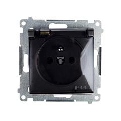 Simon 54 Gniazdo hermetyczne pojedyncze z/u 16A IP44 z klapką transparentną bez uszczelki antracyt DGZ1BUZ.01/48A WMDW-53121x-048