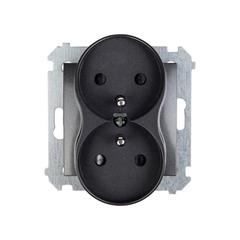 Simon 54 Gniazdo podwójne z/u 16A IP20 z przesłoną torów antracyt DGZ2MZ.01/48 WMDW-00210M-048