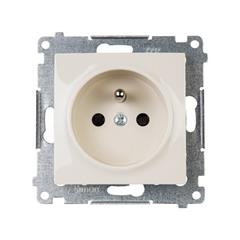 Simon 54 Gniazdo pojedyncze z/u 16A IP20 z przesłoną torów kremowe DGZ1Z.01/41 WMDW-00111x-041