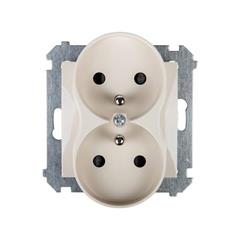 Simon 54 Gniazdo podwójne z/u 16A IP20 z przesłoną torów kremowe DGZ2MZ.01/41 WMDW-00210M-041