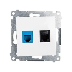 Simon 54 Gniazdo teleinformatyczne RJ45 kat.5e + RJ12 białe D5T.01/11 WMDK-0600xx-011