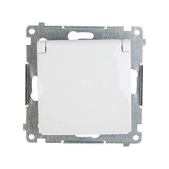 Simon 54 Gniazdo pojedyncze z/u 16A IP20 z przesłoną torów białe DGZ1BUZ.01/11 WMDW-50121x-011