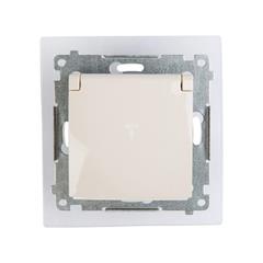 Simon 54 Gniazdo hermetyczne pojedyncze z/u 16A IP44 z przesłoną torów i klapką pełną kremowe DGZ1BZ.01/41 WMDW-50111x-041