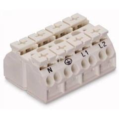 Blok zasilający 4-biegunowy biały nadruk N-PE-L1-L2 862-2604