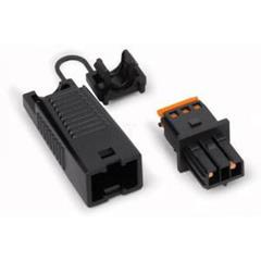 Gniazdo 2-torowe czarne z obudową odciążającą naciąg WINSTA EIB 893-1022