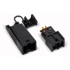 Wtyk 2-torowy czarny z obudową odciążającą naciąg WINSTA EIB 893-1032