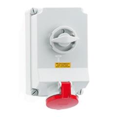 Gniazdo stałe z wyłącznikiem i podwójną blokadą mechaniczną 63A 5p 400V 6h IP67 16602