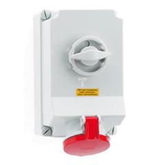 Gniazdo stałe z wyłącznikiem i podwójną blokadą mechaniczną 63A 5p 400V 6h IP44 16603