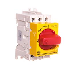 Rozłącznik izolacyjny DILOS 00 40A 3P czerwone pokrętło żółty front D/061304-203 731413