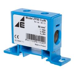 Złączka szynowa przelotowa 2-przewodowa 16-70mm2 żółto-zielona ZP50 Cu / z 48.59