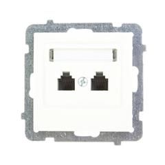 AS Gniazdo telefoniczne podwójne niezależne ecru GPT-2GN/m/27