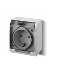 Hermes Gniazdo hermetyczne Schuko z/u z klapką dymną 16A IP44 białe 0324-01
