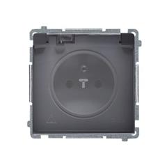 Simon Basic Gniazdo pojedyncze z/u z przesłonami bryzgoszczelne IP44 16A, 250V grafit mat BMGZ1Bz.01/28A WMUW-53111x-G021